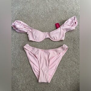 Pink Women’s Puff Sleeve Bikini